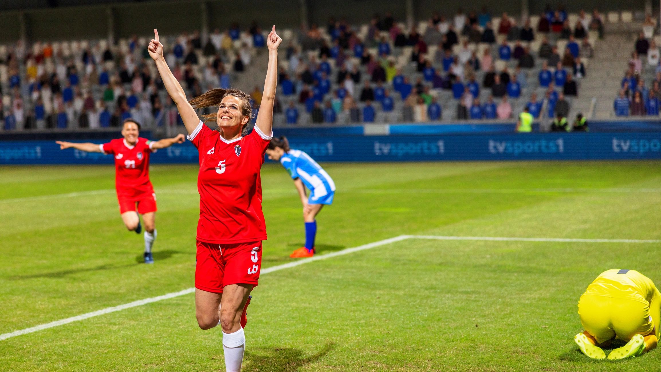 Football player celebrating on the field